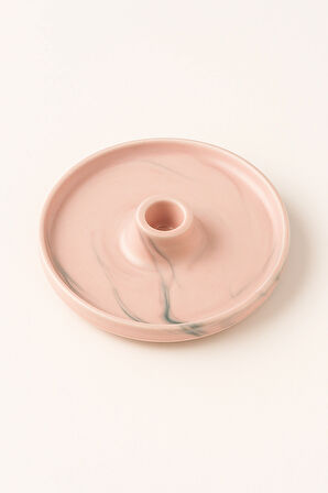 Pembe Mermer Desenli Seramik Tütsülük | Pink Marble Incense Holder | Palo Santo, Sandal, Öd Ağacı