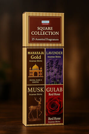 Darshan Square Collection 24 Farklı Aromalı Çubuk Tütsü Seti | 150'li Paket