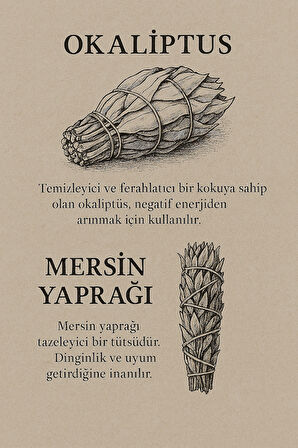 Yedi Nefes | Doğal Demet Tütsü Seti | Karabaş, Kekik, Defne, Adaçayı, Biberiye, Mersin, Okaliptüs