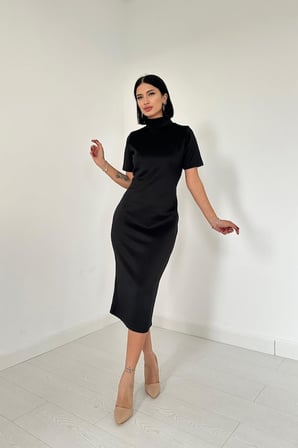 buğrahayalin Siyah Balıkçı Yaka Elbise