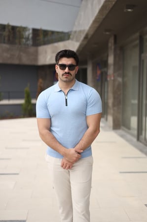 buğrahayalin Erkek Polo Yaka Fermuar Detaylı Tişört