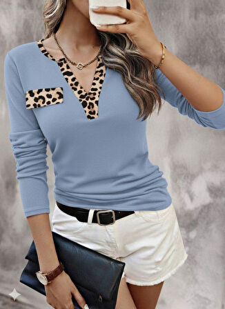 buğrahayalin Kadın Uzun Kollu V Yakalı Kaşkorse Bluz