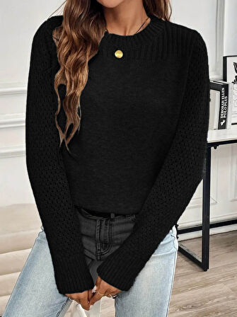 buğrahayalin Kadın Uzun Kollu Bisiklet Yaka Triko Bluz