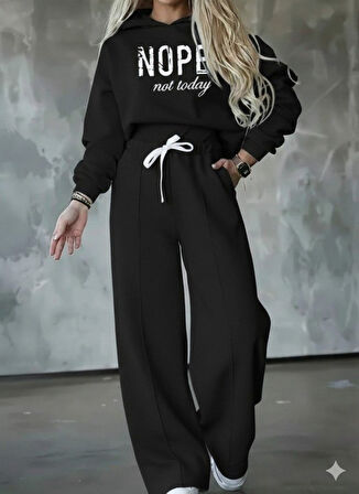 buğrahayalin Kadın Uzun Kollu Nope Baskılı Beli Ribanalı Ikili Takım