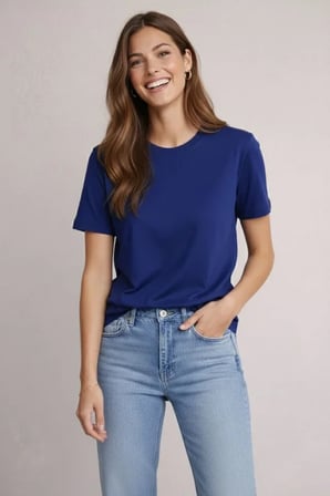buğrahayalin Osy Modal Yumuşak Dokulu Kumaş Bisiklet Yaka T-shirt - Lacivert