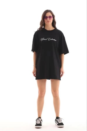 buğrahayalin Baskılı T-Shirt Kısa Kol Bisiklet Yaka Regular Rahat Kalıp Günlük Tişört - Siyah