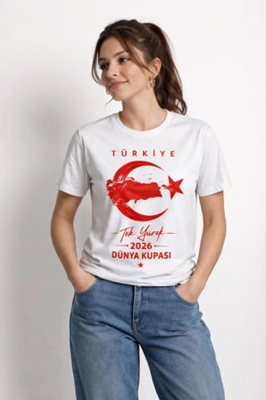 buğrahayalin TÜRKİYE Ay Yıldız 2026 Dünya Kupasi Taraftar Forma T-Shirt - Beyaz