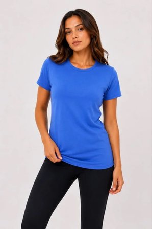 buğrahayalin Basic Tişört Bisiklet Yaka Kısa Kol Günlük Yazlık Slim Fit T-Shirt - Mavi
