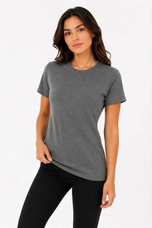 buğrahayalin Basic Tişört Bisiklet Yaka Kısa Kol Günlük Yazlık Slim Fit T-Shirt - Antrasit