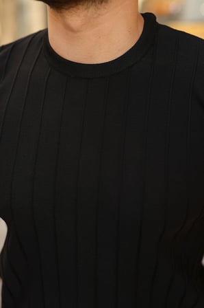 buğrahayalin Erkek Çizgi Kabartmalı Kısa Kollu Triko Tişört