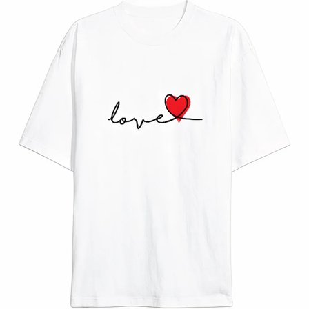 buğrahayalin 14 Şubat Tişört Sevgililer Günü İçin Özel Tasarım Love Baskılı T-shirt - Beyaz