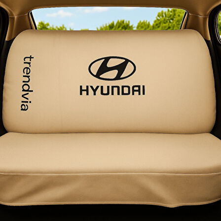 Araç İçi Bej Siyah Hyundai Logolu Penye Oto Servis Kılıfı Ön Arka Set