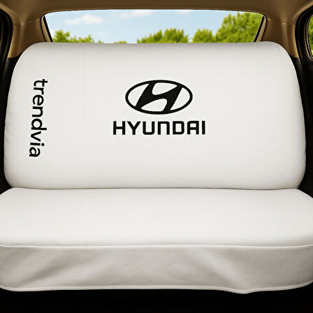Araç İçi Beyaz Siyah Hyundai Logolu Penye Oto Servis Kılıfı Ön Arka Set