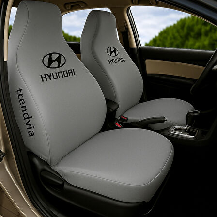 Açık Gri Renk Penye Oto Koltuk Kılıfı – Hyundai Logolu Ön ve Arka Koltuk Takımı