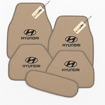 Bej Renk Hyundai Logolu Araç Halı Paspas Takımı 5 Parça – Şık, Dayanıklı ve Kolay Temizlenebilir