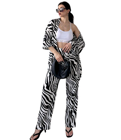 Alt Üst Takım Kimono- Zebra  Desenli