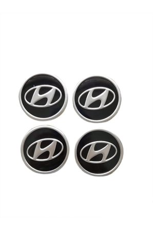 Hyundaı Siyah Jant Göbeği Jant Göbek Arması Sticker 4'lü Set 60mm