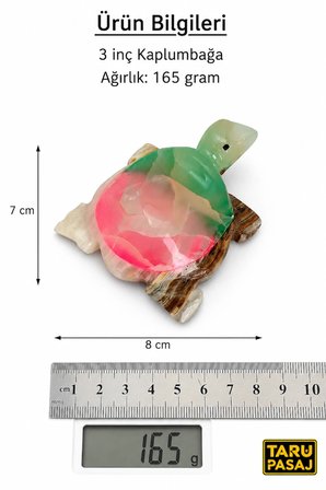 3 İnç Kaplumbağa Biblo – Doğal Taş Dekoratif Kaplumbağa Figürü, 8x7 cm, 165 Gram