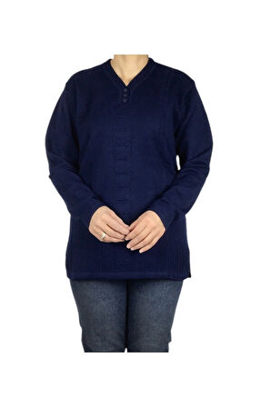 KADIN VYAKA KAPALI ÜÇ DÜĞMELI KALIN KIŞLIK ANNE BLUZ