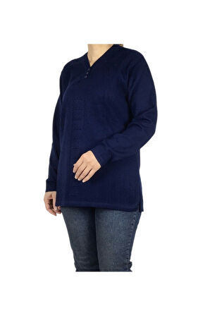 KADIN VYAKA KAPALI ÜÇ DÜĞMELI KALIN KIŞLIK ANNE BLUZ