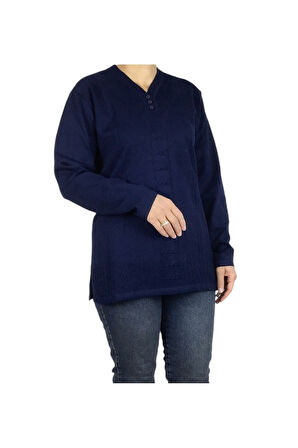 KADIN VYAKA KAPALI ÜÇ DÜĞMELI KALIN KIŞLIK ANNE BLUZ