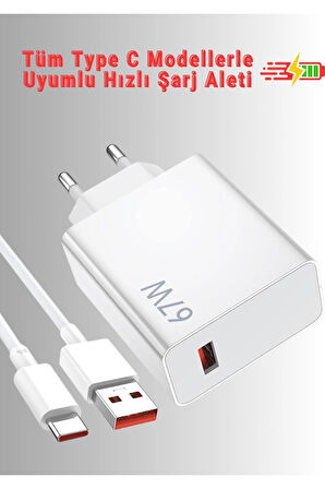 Honor Magic V2 Uyumlu 67 Watt Type C Hızlı Şarj Cihazı