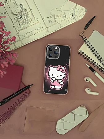 iPhone 11 Uyumlu Siyah Hello Kitty Desenli Telefon Kılıfı