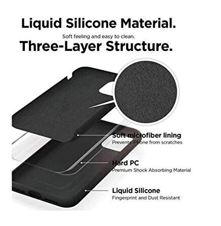 Apple Iphone 11 Uyumlu (6.1") içi Kadife Lansman Liquid Silicone kılıf Şok Emici Full Kasa Koruma Sağlayan Kılıf (Siyah)