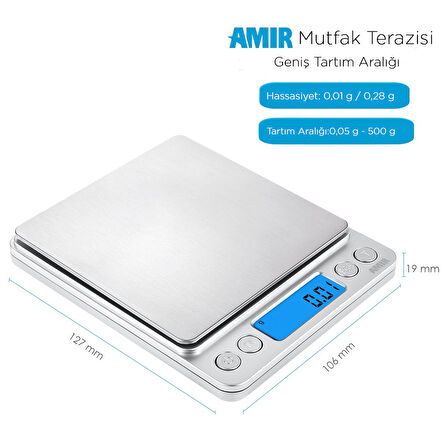 Dijital Hassas Mutfak Kuyumcu Terazi Tartı 500GR/0,01GR I-2000