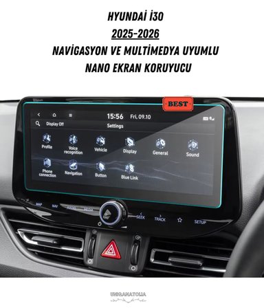 Hyundai i30 2025-2026 Navigasyon ve Multimedya Uyumlu Nano Ekran Koruyucu