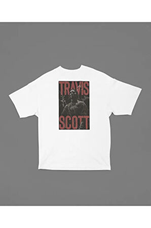 Şarkıcı Rapper Travis Scott Baskılı Unisex Oversize CJ Tişört