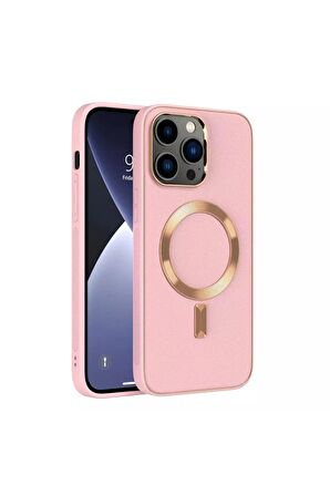 Apple Iphone 15 Pro Max Kılıf Magsafe Wireless Kablosuz Şarj Uyumlu Suni Deri Hibrit Kapak
