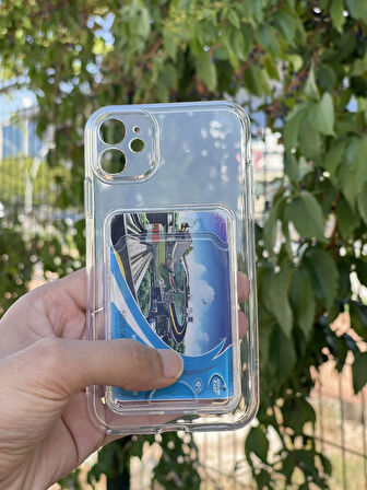 Apple iPhone 11 Kılıf Şeffaf Kartlıklı Silikon Azn-SetraKart