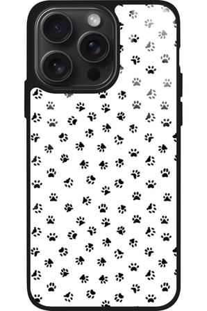 Apple iPhone 11 Pro Max Uyumlu Siyah-Beyaz Kedi Patisi Tasarımlı Parlak Silikon Kılıf