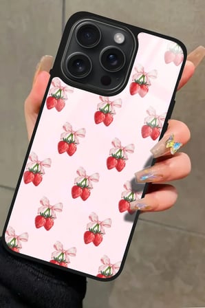 Apple iPhone 11 Pro Max Uyumlu Kiraz Tasarımlı Parlak Silikon Kılıf