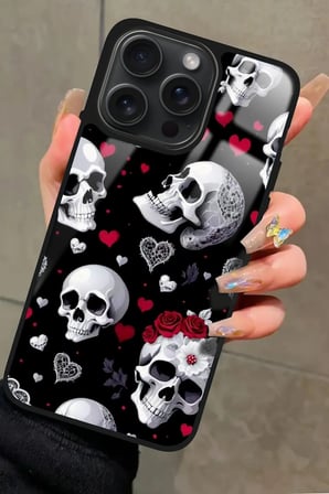 Apple iPhone 11 Pro Max Uyumlu Kurukafa Tasarımlı Parlak Silikon Kılıf