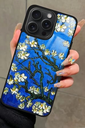 Apple iPhone 11 Pro Uyumlu Van Gogh Mavi Ağaç Tablo Tasarımlı Parlak Silikon Kılıf