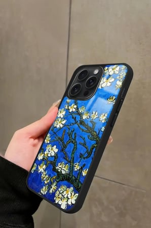Apple iPhone 11 Pro Uyumlu Van Gogh Mavi Ağaç Tablo Tasarımlı Parlak Silikon Kılıf