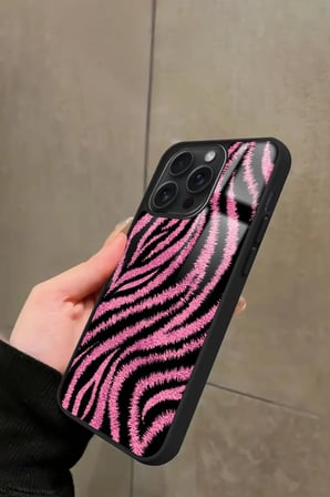 Apple iPhone 11 Pro Uyumlu Pembe Zebra Tasarımlı Parlak Silikon Kılıf