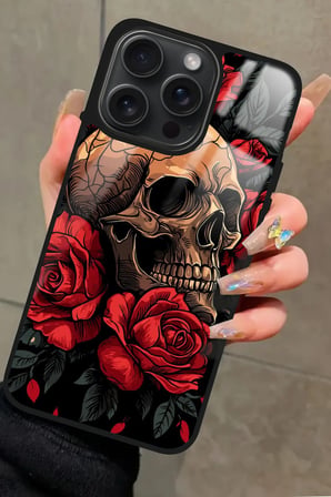 Apple iPhone 12 Pro Max Uyumlu Kurukafa Posteri Tasarımlı Parlak Silikon Kılıf