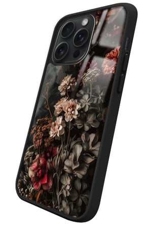 Apple iPhone 12 Pro Max Uyumlu Karışık Çiçek Tasarımlı Parlak Silikon Kılıf