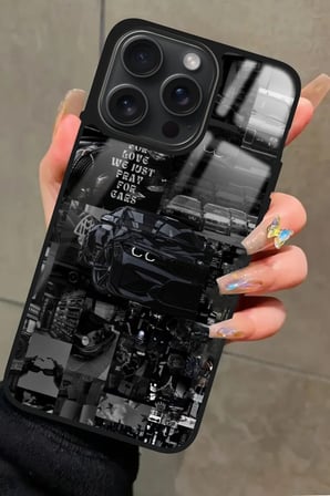 Apple iPhone 12 Pro Max Uyumlu Araba Posteri Tasarımlı Parlak Silikon Kılıf
