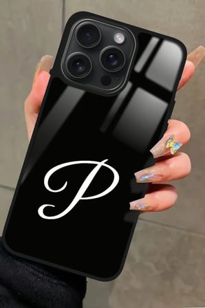 Apple iPhone 12 Pro Max Uyumlu P Harfi Yazılı Parlak Silikon Kılıf