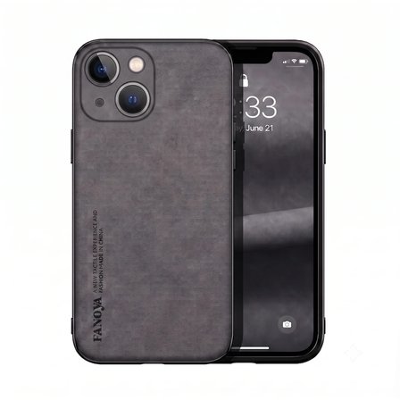 Apple iPhone 13 / 14 Uyumlu Kılıf Deri Görünümlü Şık Tasarım Hlt-Hide