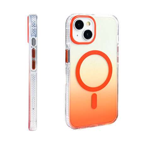 Apple Uyumlu iPhone 13 / 14 Kılıf M-safe Şarj Özellikli Transparan Renk Geçişli Zr-Toros
