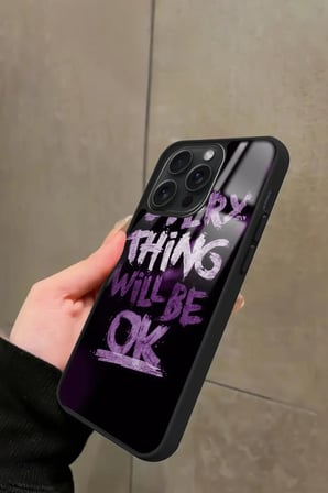 Apple iPhone 13 Pro Max Uyumlu Will Be Ok Yazılı Parlak Silikon Kılıf
