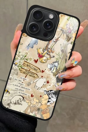 Apple iPhone 13 Pro Max Uyumlu Ayı Winnie Tasarımlı Parlak Silikon Kılıf