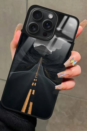 Apple iPhone 13 Pro Max Uyumlu Yol Tasarımlı Parlak Silikon Kılıf