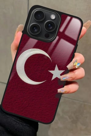Apple iPhone 13 Pro Max Uyumlu Türk Bayrağı Tasarımlı Parlak Silikon Kılıf