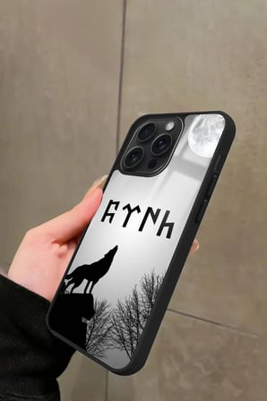 Apple iPhone 13 Pro Max Uyumlu Bozkurt Tasarımlı Parlak Silikon Kılıf
